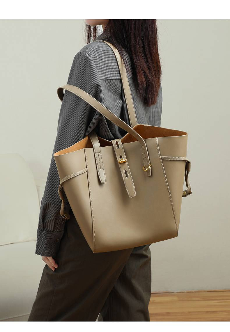 Borsa a tracolla da donna in vera pelle, grande capacità, alla moda, primavera ed estate, VINEY 2025_voghion.com