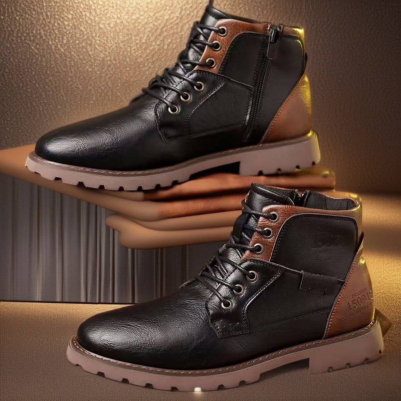 Herrenstiefel, Martin-Stiefel, lässige kurze Stiefel, Herrenschuhe, High-Top-Schuhe für Herbst und Winter_voghion.com