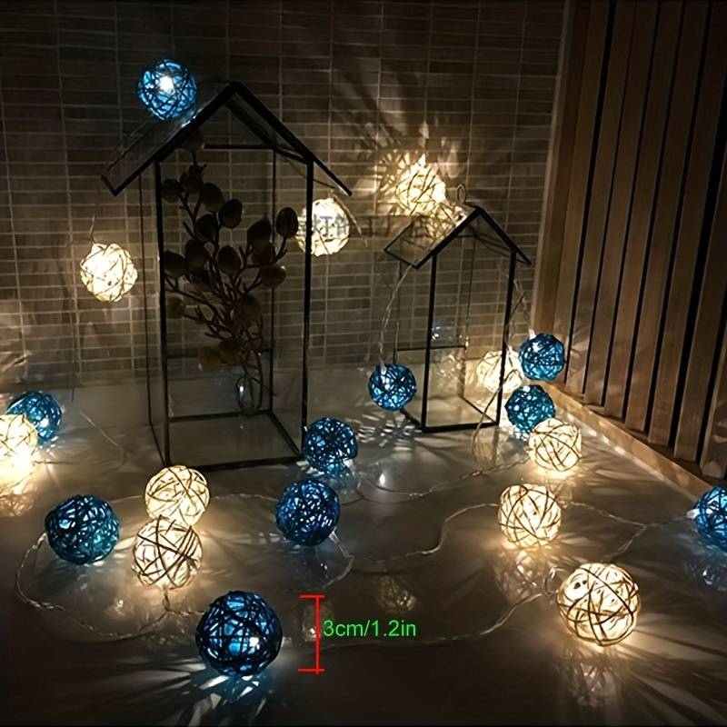 Luci a corda da 2 metri e 20 luci blu e bianche in rattan, per feste, Natale, Natale, luci decorative per esterni a batteria_voghion.com