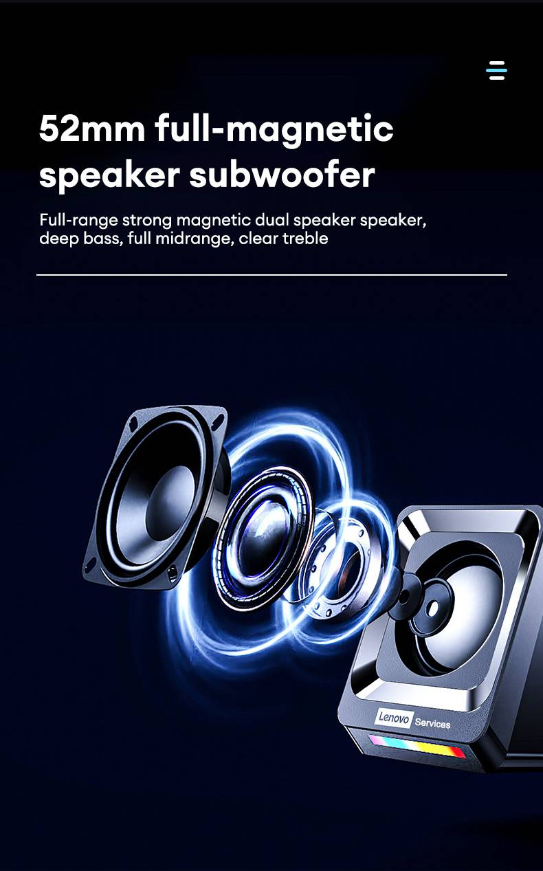 Original Lenovo A01 Computer Speakers Sound Box Wireless Bluetooth Surround Heavy Bass Loudspeaker Mini Portable With LED Light Subwoofer_voghion.com