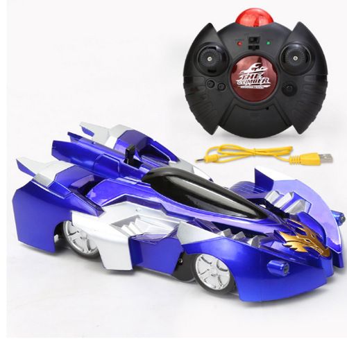 Infrared Light-Chasing Wall-Climbing RC Car With Watch Remote Control – Interactive Stunt Toy For Kids (Blue/Red, English Packaging)_voghion.com