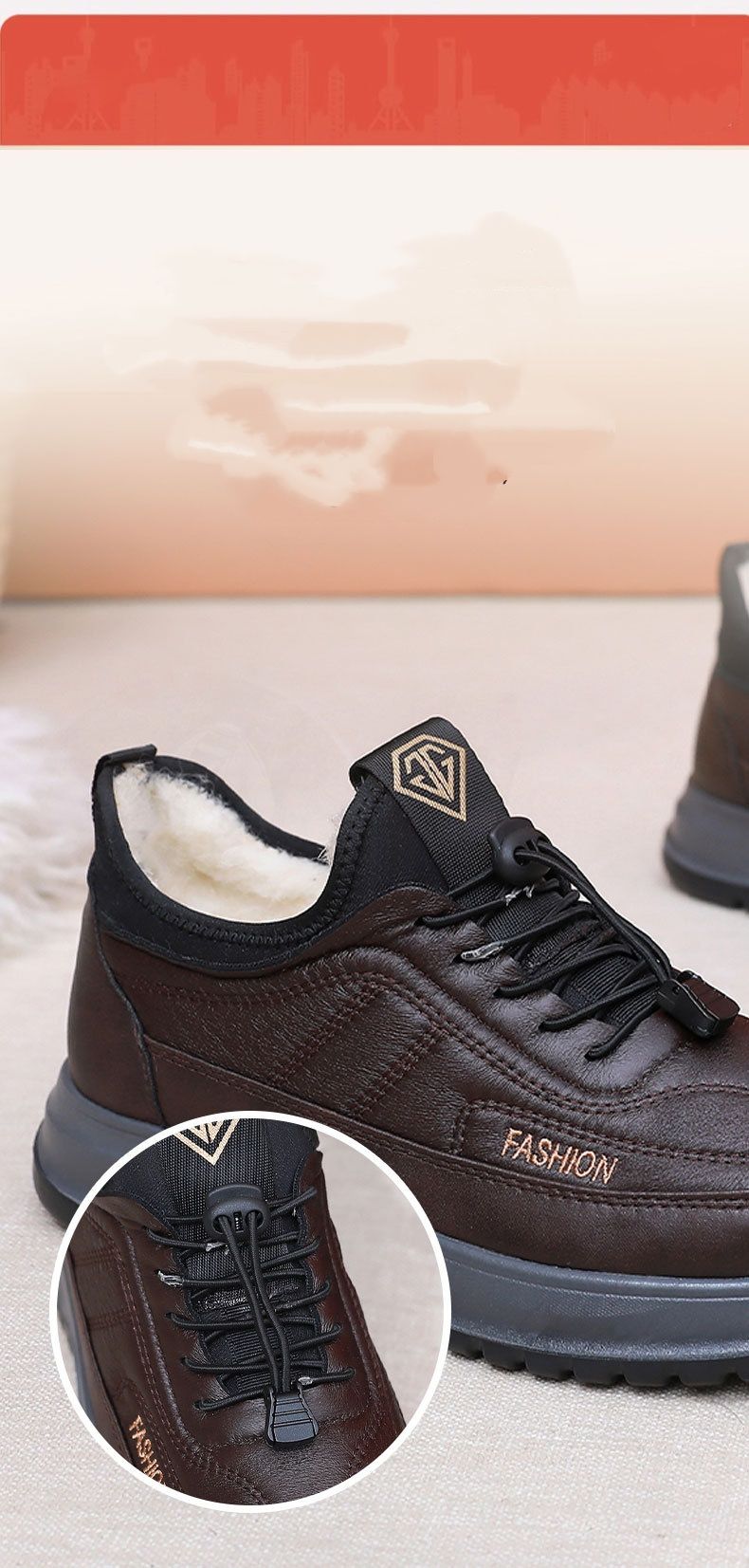 NEW Men's Winter Fleece And Thickened One-step Anti-slip, Waterproof Wool And Warm Cotton Shoes_voghion.com