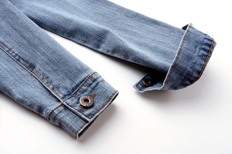 Damenbekleidung Slim Fit Stretch-Jeansjacke Kurzer Blazer im Biker-Stil mit Stehkragen_voghion.com