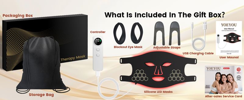 Red Light Therapy For Face, Infrared LED Face Mask Light Therapy 4 Light Waves With 850nm Near Infrared, Portable Rechargeable_voghion.com