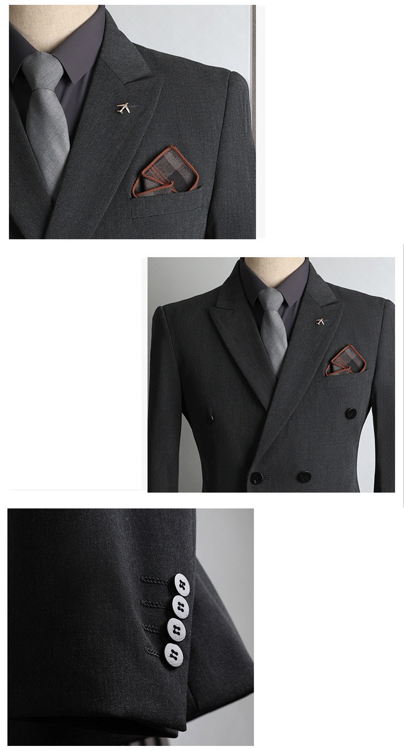 MERCURY Roupas masculinas Terno formal masculino de duas fileiras Moda casual de negócios Slim-fit Plus Size Banquete Casamento Pequeno Terno Masculino_voghion.com