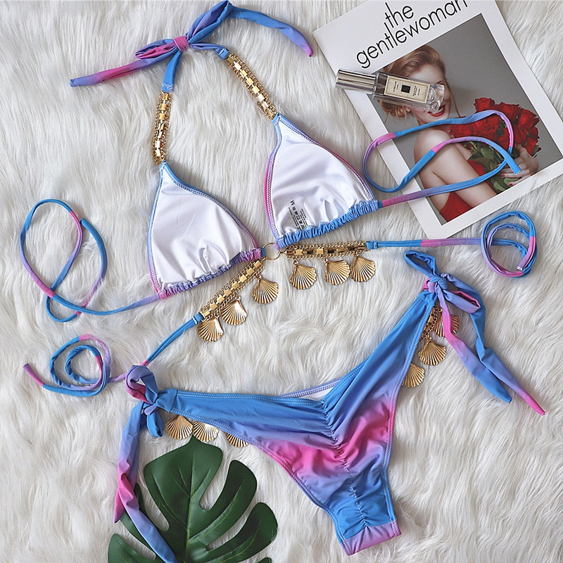 Maillot de bain fendu pour femmes, maillot de bain de luxe en cristal et diamants, coque de bikini_voghion.com