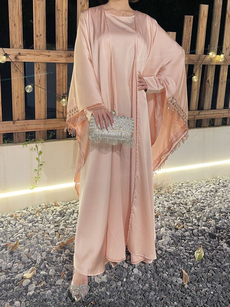 Women's Clothing Muslim Clothing Abaya Cape Tassel Dress Shawl Outer Skirt Suit_voghion.com