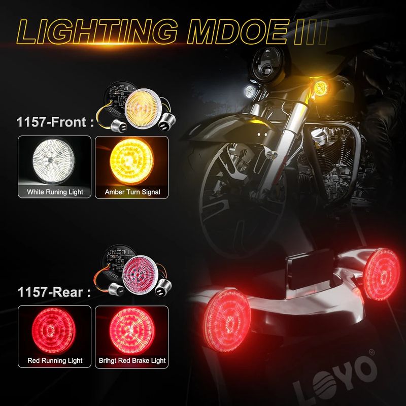 Harley Davidson Street Glide Road King Softail Motosiklet Işığı Süper Parlak 2 inç 1157 Ön ve 1156 Arka LED Dönüş Sinyal Lambası Kiti_voghion.com