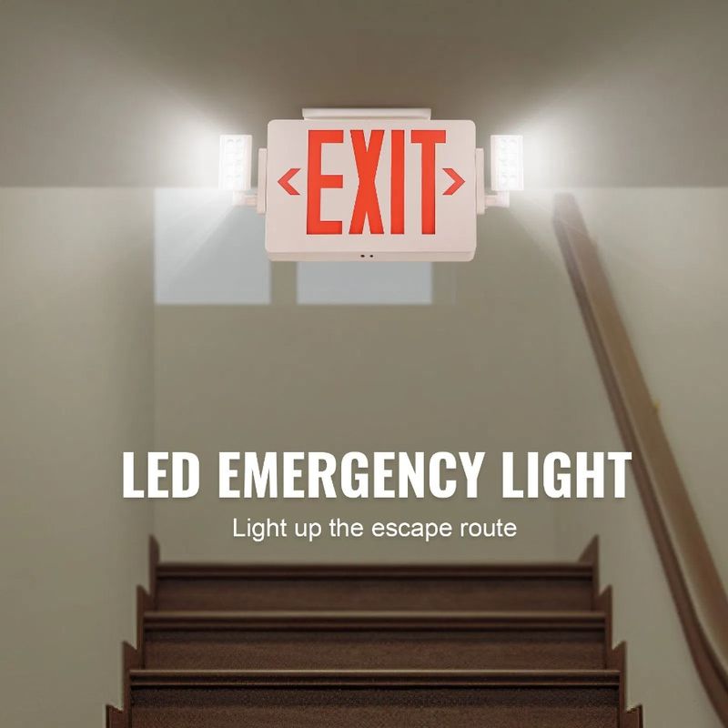 With Lighting With Letter Commerc Two Exit Lights Backup Red Sign Emergency Emergency Fire Combo Battery S Exit Exit LED Light_voghion.com