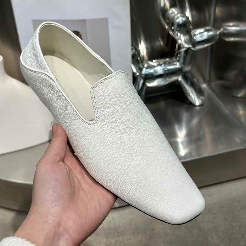 Rindsleder-Version ~ Flache Schuhe aus echtem Leder im französischen Stil mit quadratischer Zehenpartie, vielseitige, einfache Slip-On-Loafer_voghion.com