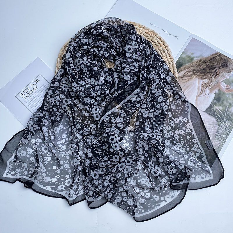 Sciarpa sottile Four Seasons per donna, scialle lungo e versatile in seta di gelso di alta qualità, sciarpa di garza, telo da mare_voghion.com