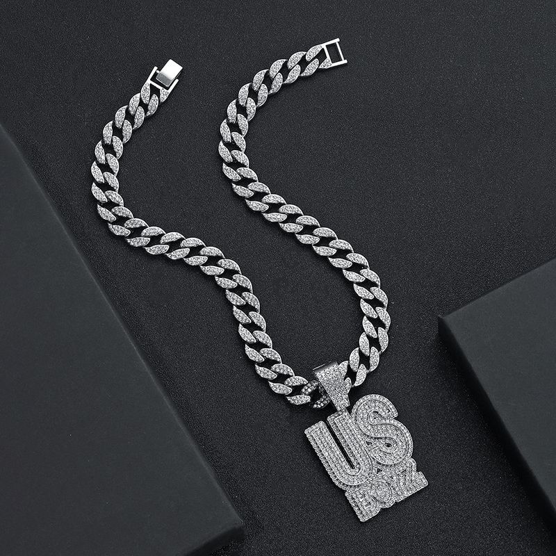 Lletter USBOYZ Anhänger Persönlichkeit Hip Hop Halskette kubanische Kette Legierung Persönlichkeit Retro Halskette_voghion.com