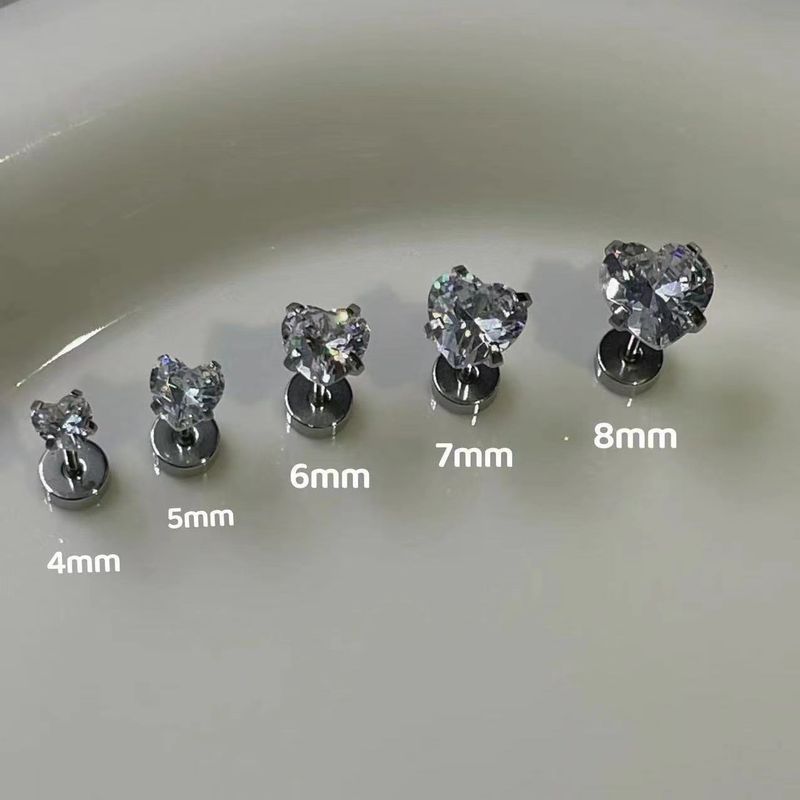 Orecchini a forma di cuore con zirconi scintillanti per donna, in acciaio al titanio, con fondo piatto, elica, dolce, trendy, alla moda, con perno osseo._voghion.com