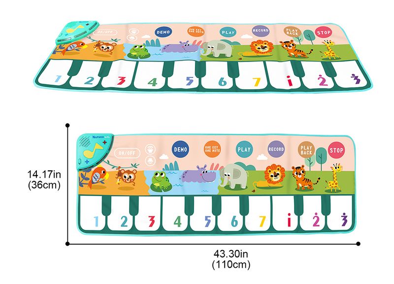 110x36cm Children's Music Piano Mat Fun Parent-child Dance Early Education Enlightenment Multifunctional Crawling Game M_voghion.com