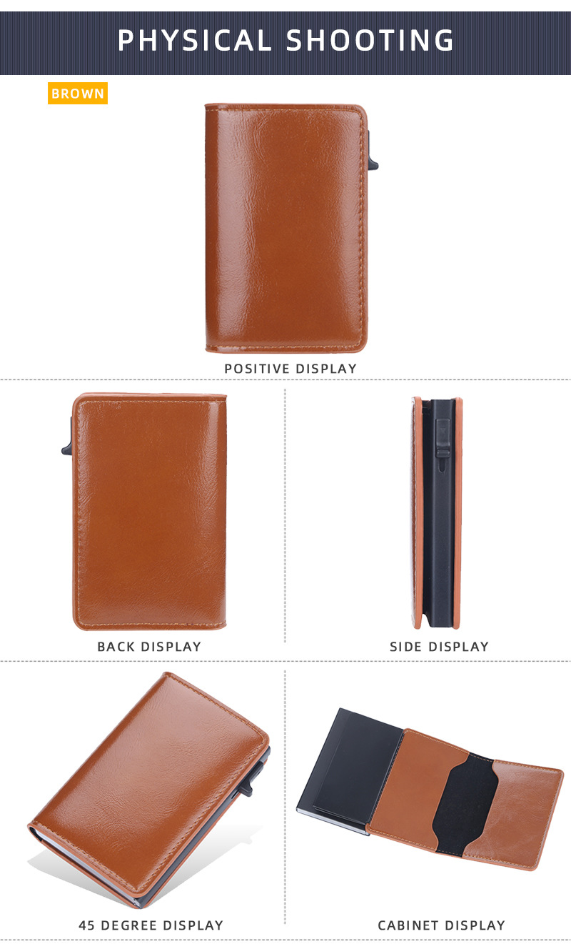 Baellerry's new RFID anti-magnetic side push aluminum box card package oil wax leather men's card holder wholesale_voghion.com