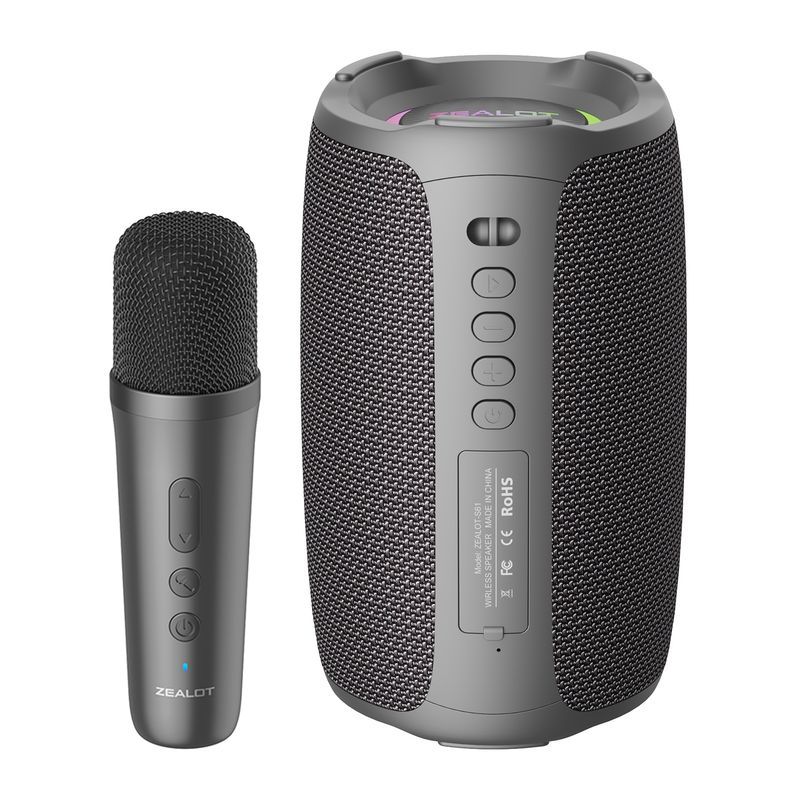Głośnik bezprzewodowy S61M RGB Rhythmic Light Karaoke, styl: pojedynczy mikrofon (czarny)_voghion.com