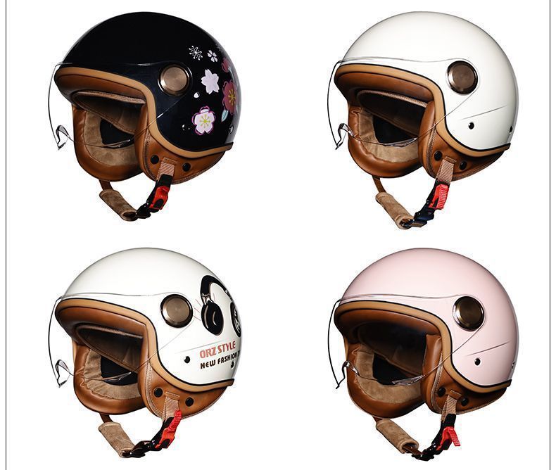 Retro Motorradhelm Männer a Fraen elektresch Pedal Hallefschutz 3/4 Hallefhelm Véier Saisone Bluetooth_voghion.com