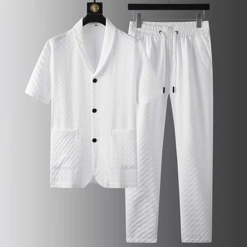 Men's Clothing Spring and summer new fashion suits men's short sleeved high end casual suits Korean style trendy slim and handsome Liangtangxin_voghion.com