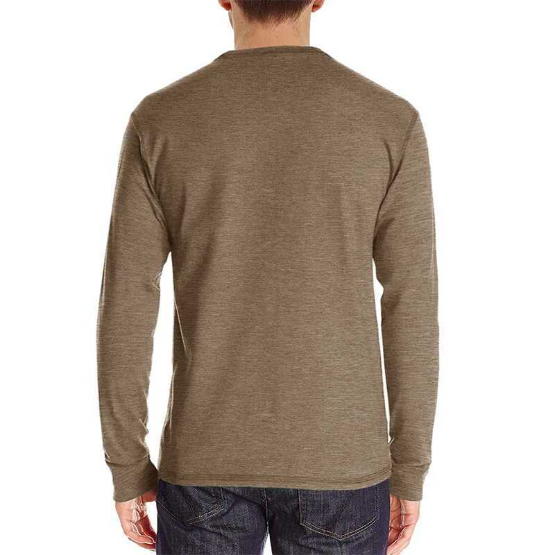 Henley-T-Shirts für Herren mit Knopfleiste, langen Ärmeln und Tasche, entspannte Passform, 100 % schwere Baumwolle_voghion.com