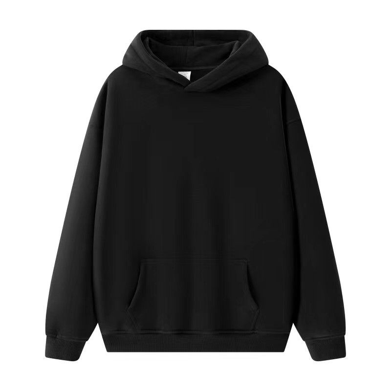 Felpa in pile da uomo, tinta unita, pullover da coppia, ampia, di media lunghezza, alla moda_voghion.com