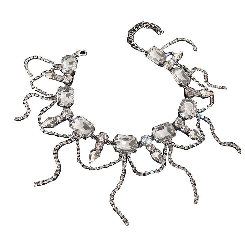 Ciucure exagerat cu diamant și claviculă luxoasă, Sese elegant avansat, colier cu anunțuri reci și largi, adormet pentru_voghion.com