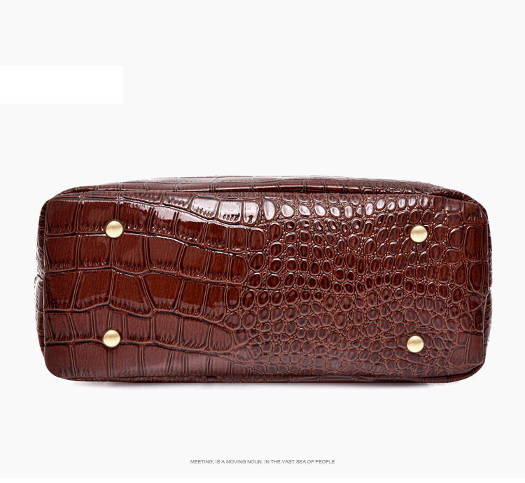 Set de geantă de mână pentru femei, elegantă, cu un singur umăr, geantă de damă vintage, capacitate mare, cu imprimeu de crocodil, set de șase piese_voghion.com