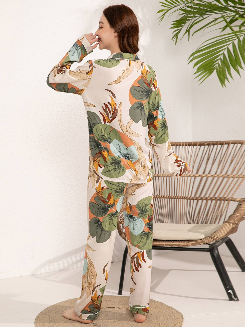 Autumn New 100% Adhesive Long Sleeved Pants Women's Sleepwear Set 3XL Plus Size Long Sleepwear Women's Home Sleepwear_voghion.com