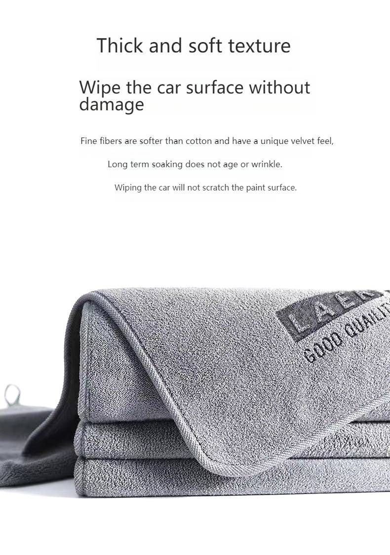 Premium 300GSM Microfiber Car Towel - Ultra Absorbent & Scratch-Free Wash Mitt For Auto Detailing (25x30cm To 35x75cm, Gray) - Letters Design_voghion.com