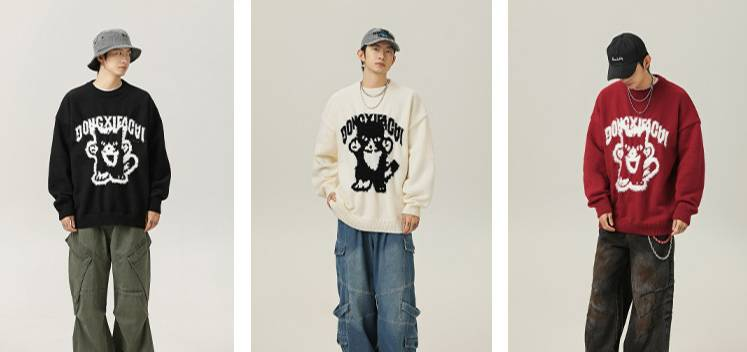 Maglione girocollo in finta pelliccia di visone da uomo, autunno e inverno, nuovo maglione alla moda in maglia larga tridimensionale jacquard di marca Q_voghion.com
