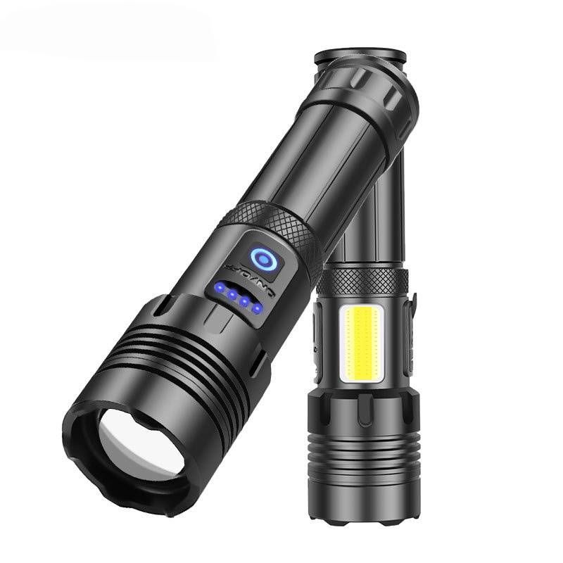 XHP70 & COB Dual-Light Zoomable Flashlight - Rechargeable High-Power LED Torch For Outdoor Adventures, Camping, Hiking & Emergency Use_voghion.com