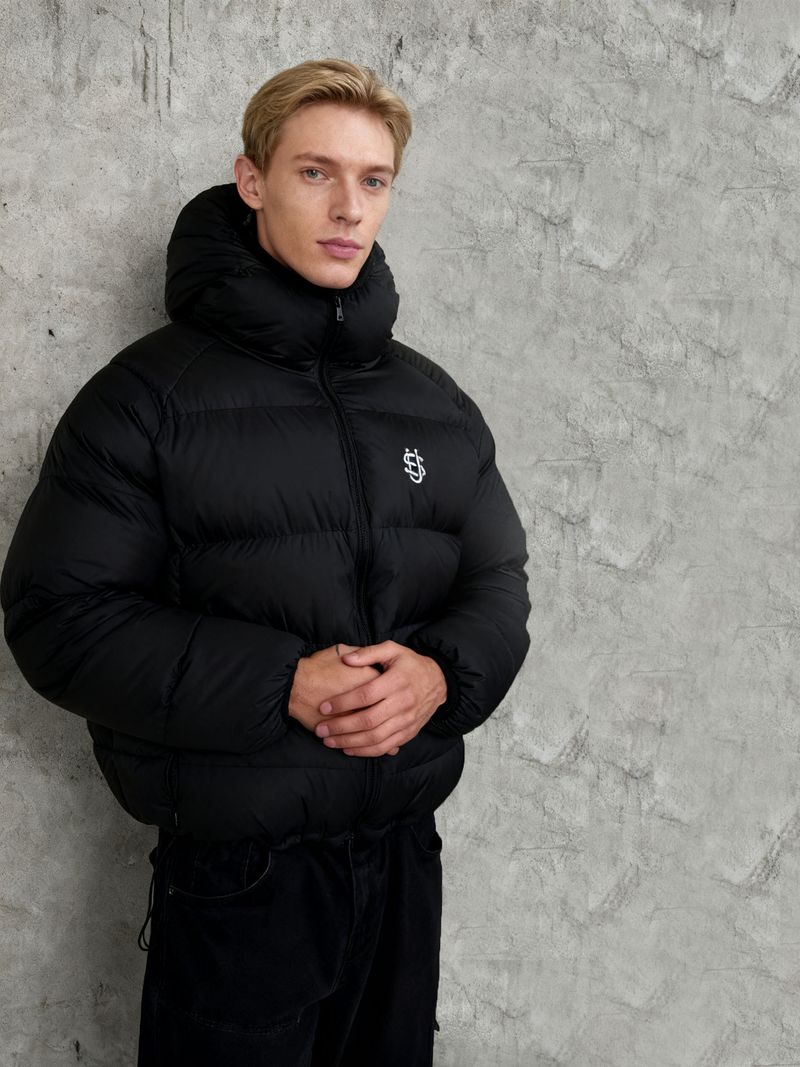 Gothic Hip-Hop Reversible Puffer Jacket, High-Street Embroidered Coat, Minimalist Winter Outerwear_voghion.com