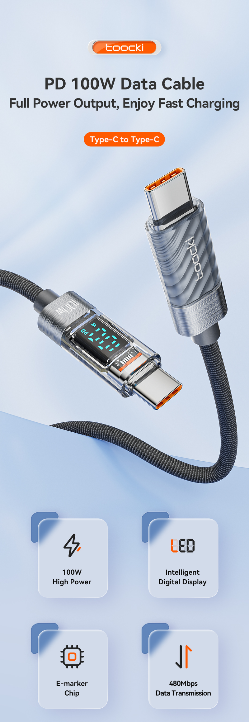 USB C Toocky Kabel zu USB C Kabel Pd 100W/60W Schnellladekabel Usbc zu Typ-C Kabel Typ-_voghion.com