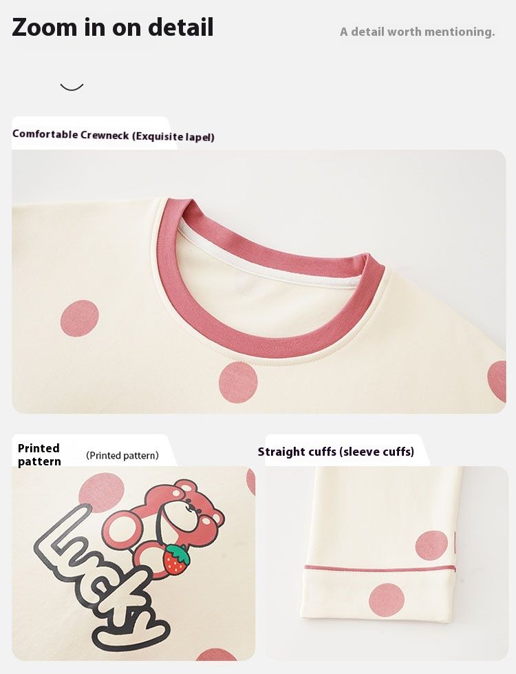 Pajamas for women in spring and autumn, winter pure cotton sleeved cute home clothes, 2023 new set, medium to long_voghion.com