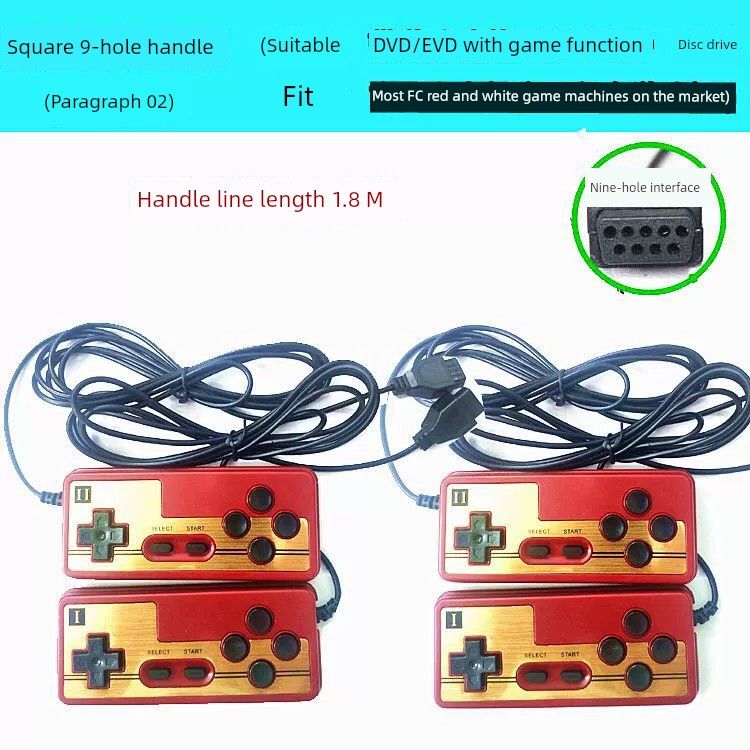 Manette de jeu intégrée jaune à 9 broches pour console de télévision domestique, carte nostalgique 8 bits à l'ancienne, poignée FC NES_voghion.com