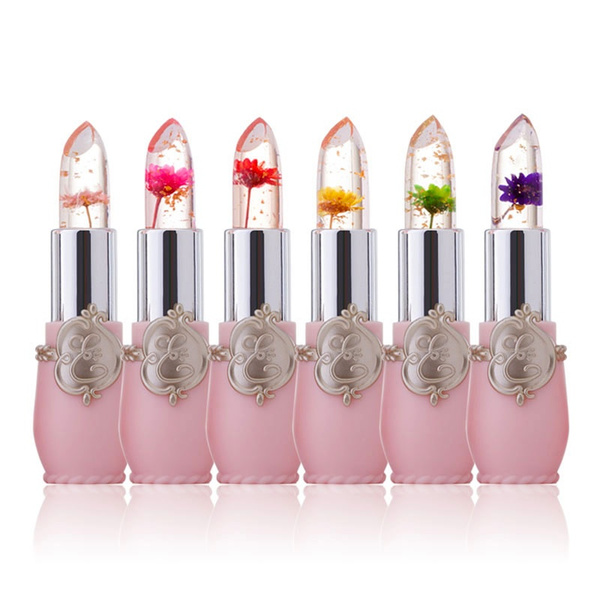 Gelatina trasparente fiore impermeabile temperatura colore che cambia rossetto di cristallo idratante a lunga durata_voghion.com