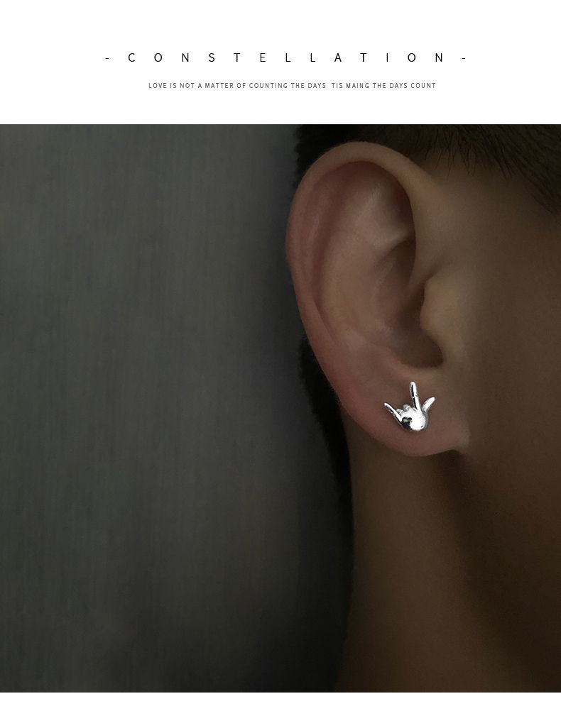 Náušnice pro muže s trendy osobností, antialergické, jednoduché, trendy temperamentní, pro páry, s vtipnými prsty, náušnice s ženským temperamentem._voghion.com