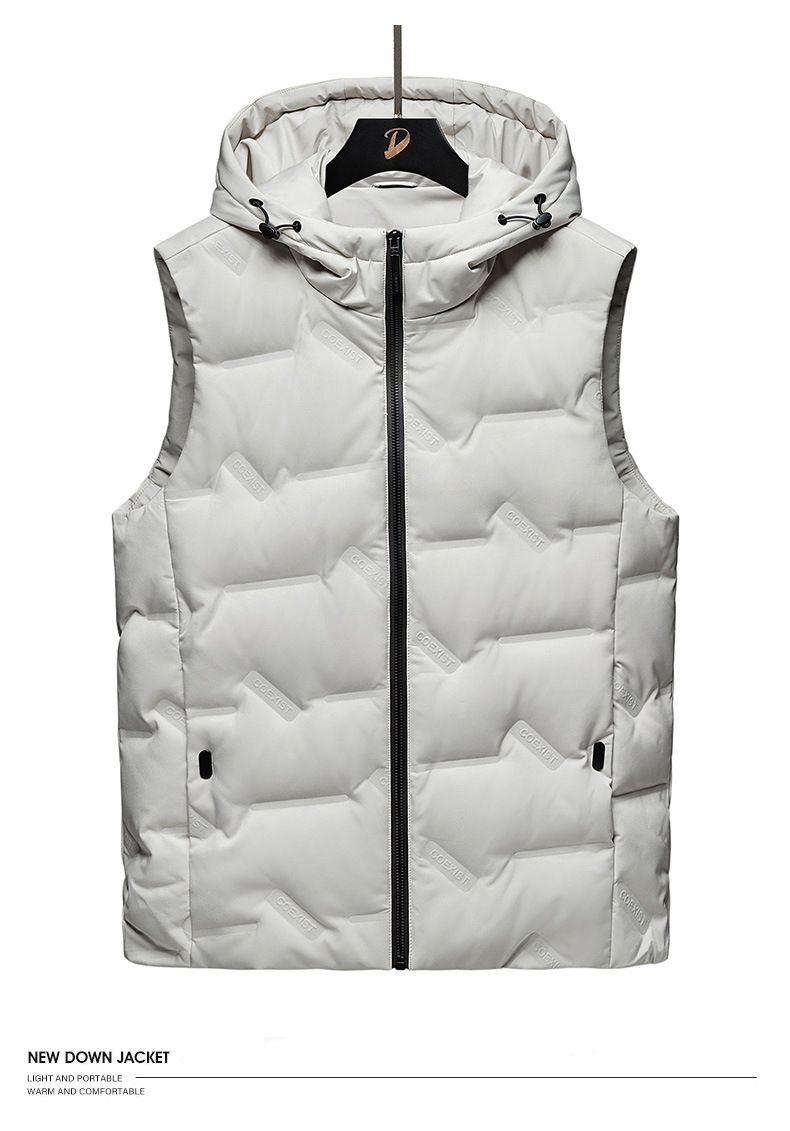 Herrenbekleidung Herbst und Winter Seiden-Baumwollweste Herren neuer Stil der diesjährige Trend Kapuzenweste Kleidung Baumwollweste Jacke Herren_voghion.com