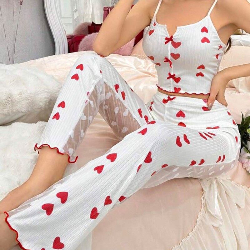 Women's Intimates Printed Contrast Color Ing Mesh Home Clothes_voghion.com