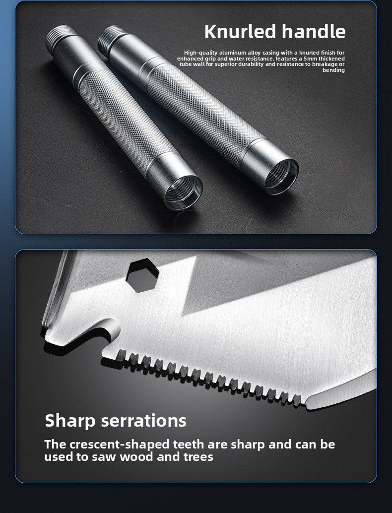 Pala da campeggio portatile per auto, attrezzo da pesca, attrezzo da scavo pieghevole per esterni, in acciaio ad alto tenore di carbonio, militare_voghion.com