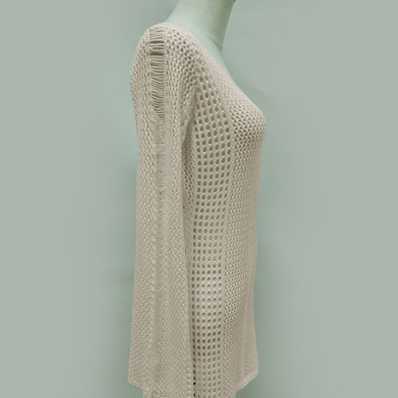 Vêtements pour femmes, haut de protection solaire en tricot creux, cache-maillot de plage en tricot de dentelle, cache-maillot de bain en crochet transparent, coupe ample et sexy, haut de maillot de bain de protection solaire_voghion.com