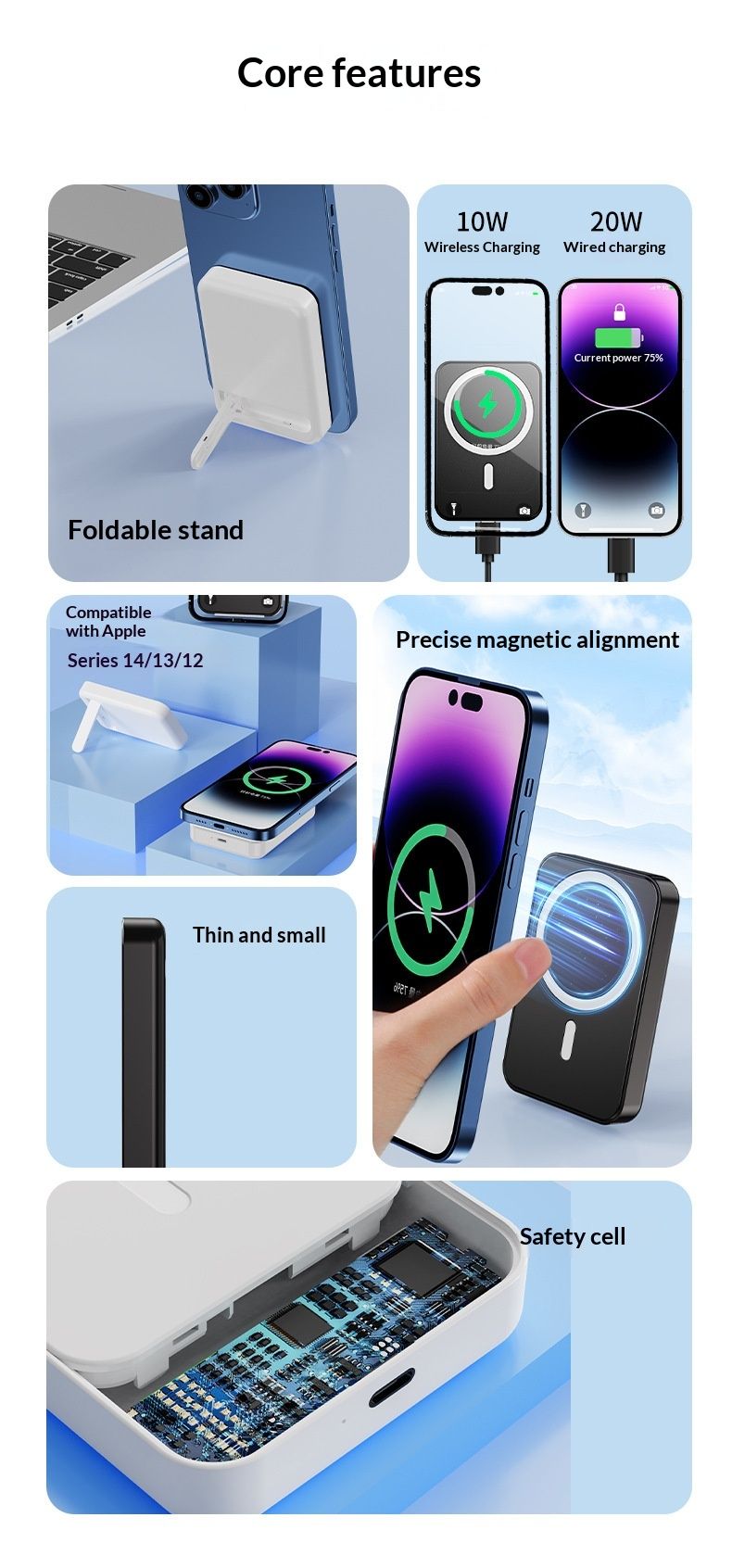 Sınır Ötesi Manyetik Kablosuz Şarj Cihazı Standlı 10000mAh Hızlı Şarj Güç Bankası Hediye Toptan_voghion.com