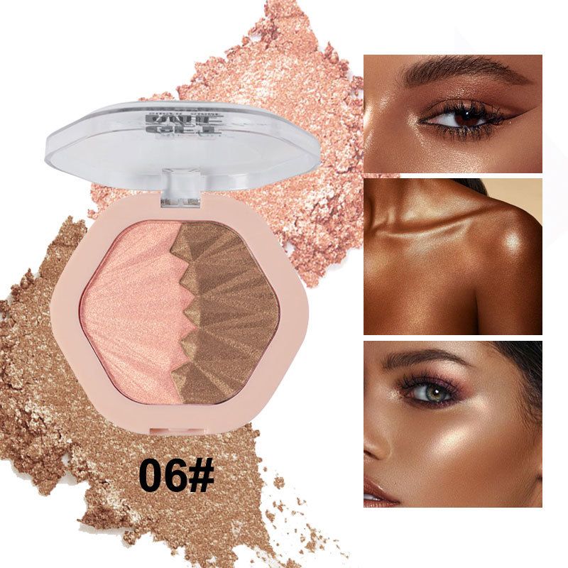 exclusieve levering van 6 kleuren diamant full body highlight poeder, natuurlijke driedimensionale gezichtsverhelderende parelblush dubbele kleur highlight_voghion.com