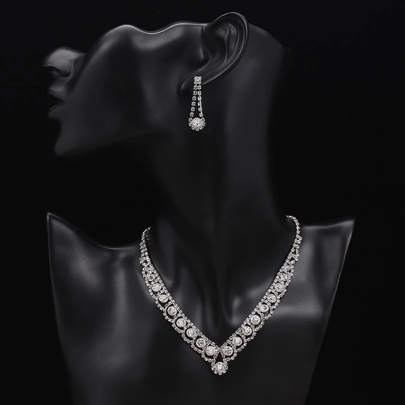 Sposa zirconi artificiali collana orecchini bracciale set accessori matrimonio edizione coreana abito da banchetto_voghion.com