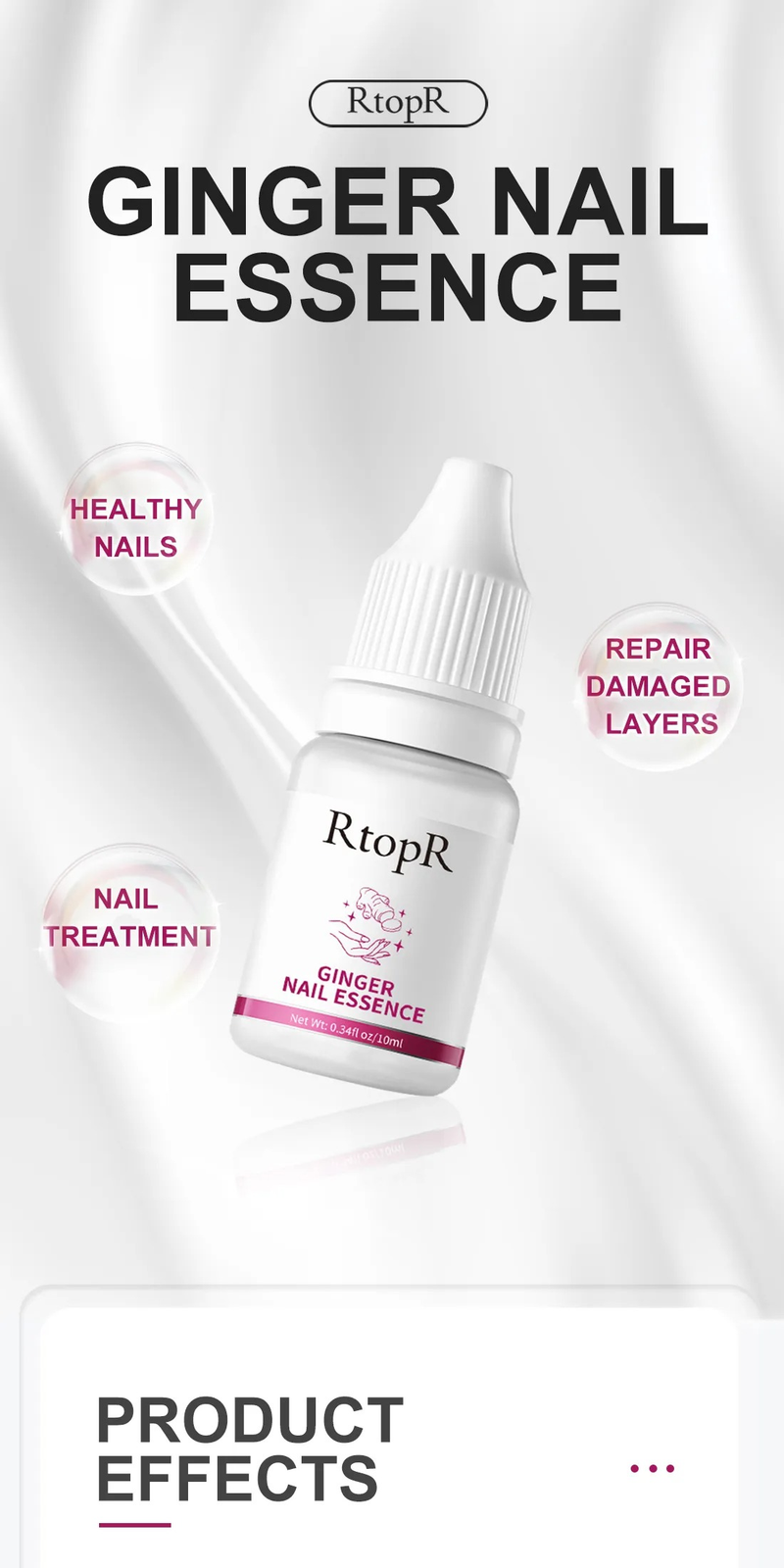 RtopR Ingwer-Nagellack, Nagelbehandlung, Pilz-Nagelreparatur, Raue Nagelreparatur, Förderung des Nagelwachstums, Anti-Pilz-Nagelinfektion_voghion.com