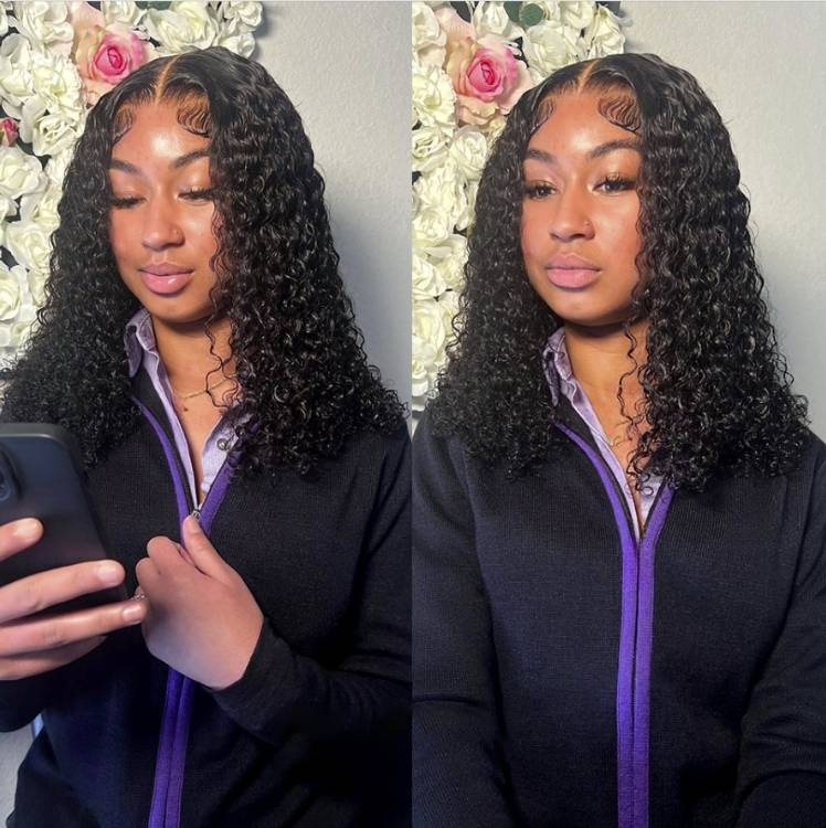 Peluca corta rizada Bob 13x4 con ondas profundas, peluca de cabello humano con frente de encaje transparente, pelucas con cierre de encaje Remy en T para mujeres_voghion.com