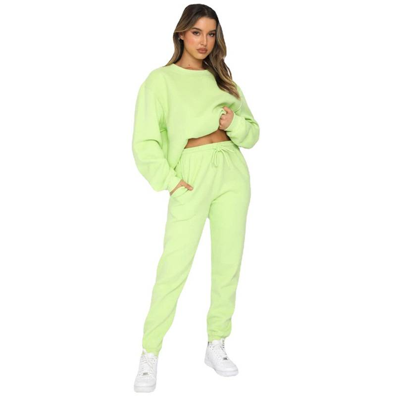 Modeanzüge für Frauen Langarm locker Rundhals Sweatshirt lässige Sporthose_voghion.com