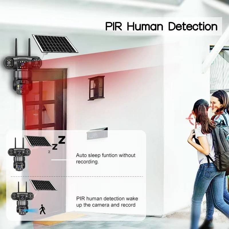 V380PRO Outdoor Security Camera - Solar Powered, 2K HD Color Night Vision, WiFi/4G Dual Connection, Remote Viewing Via Smartphone_voghion.com