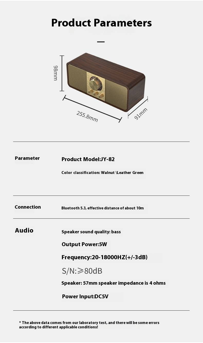 JY-82 Retro-Bluetooth-Lautsprecher – Lange Sprechzeit, einstellbarer Bass und erstklassiger Sound_voghion.com