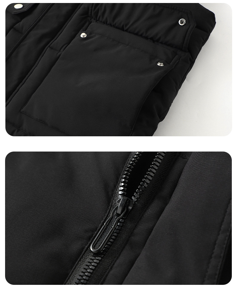Herren-Baumwollweste, Winterweste für Herren im neuen Stil mit Kapuze, Baumwollweste, Jacke, Arbeitskleidung, Klassenuniform, Drucklogo_voghion.com