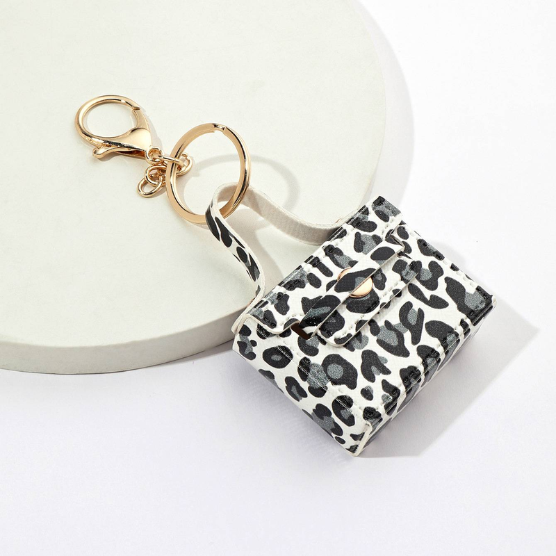 Mini portachiavi con stampa leopardata - Elegante portachiavi per auto, ciondolo per telefono e accessorio regalo per donne e uomini (nero, bianco, rosa, leopardato classico)_voghion.com